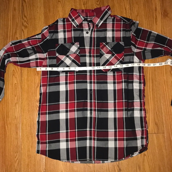 Tony HAWK Boys Shirt plaid button down Long sleeves red Black white size XL - Picture 7 of 10